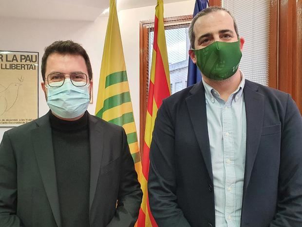 El alcalde de Esparreguera, Eduard Rivas, recibe la visita institucional de Pere Aragonès