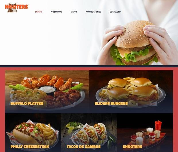 Portada de la web de Hooters Castelldefels