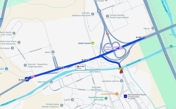 Obras en la N-340 y BV-2002 alteran el acceso a Sant Vicenç dels Horts