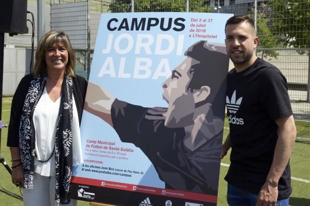 Marín y Alba durante la presentación del campus del representante local en la selección española de futbol. 