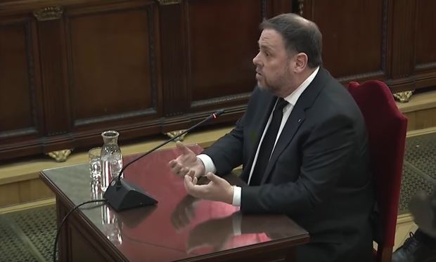 Oriol Junqueras durante su declaración.