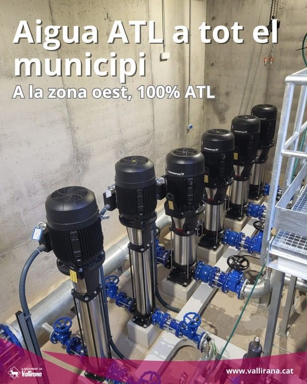 El suministro de agua de ATL llega a todo el municipio de Vallirana
