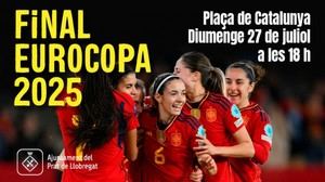 Pantalla gigante en Plaza de Catalunya para la final de la Eurocopa femenina