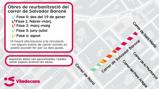 Viladecans iniciará el 19 de enero obras en la calle Salvador Baroné para mejorar el espacio peatonal
