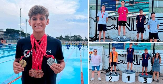 El joven nadador de Sant Esteve Sesrovires, Lucas Castel, se sube al podio en seis ocasiones