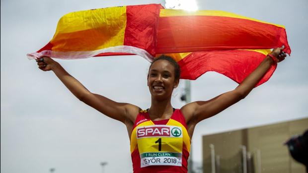 María vicente en el Campeonato Europeo de atletismo sub-18.