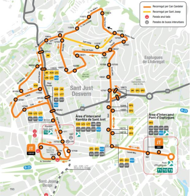 Nuevo recorrido del JustTram a partir del 1 de julio