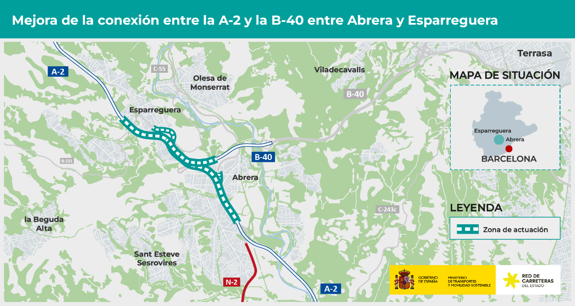 Comienzan las obras de mejora de la conexión entre la B-40 y la A-2, en Abrera y Esparreguera