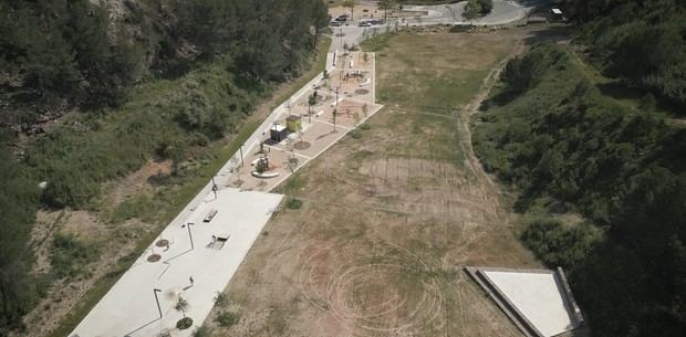 Vista aérea del nuevo parque de la Roda (Corbera)