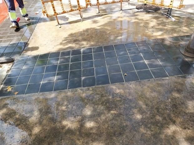 Reparan aceras en la Rambla Maria Aurèlia Capmany de Castelldefels
