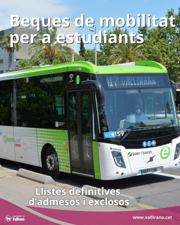 El Ayuntamiento de Vallirana publica las becas de movilidad 2025
