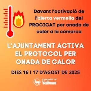 Vallirana activa el protocolo de emergencia por ola de calor roja