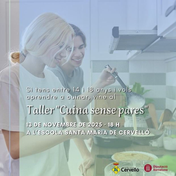 Inscripciones abiertas para el taller de cocina 'Sin Padres' en Cervelló