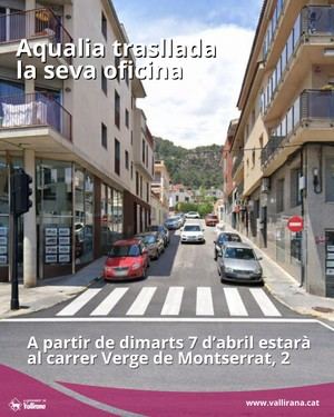 Aqualia traslada su oficina al centro de Vallirana el 7 de abril