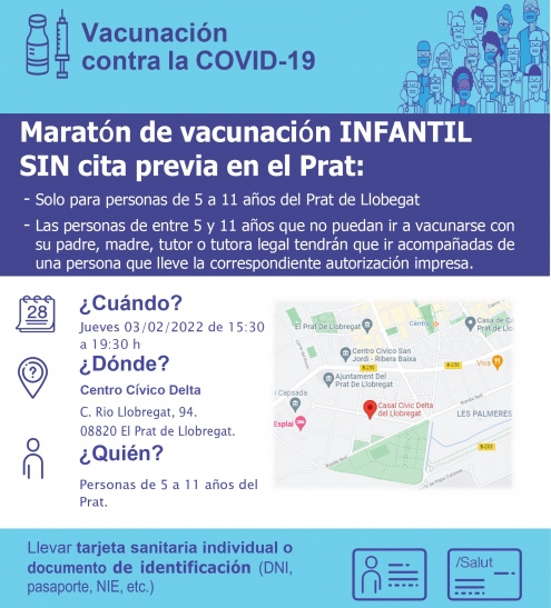 El Centro Cívico Delta de El Prat acoge una maratón de vacunación de Covid el 3 de febrero