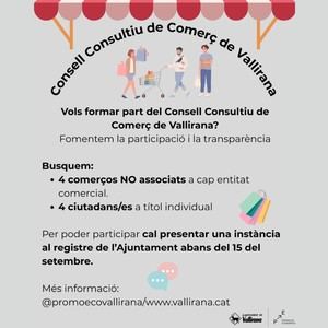 Abierto el plazo para unirse al Consell Consultiu de Comerç de Vallirana
