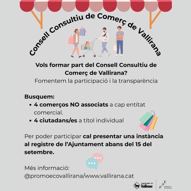 Abierto el plazo para unirse al Consell Consultiu de Comerç de Vallirana