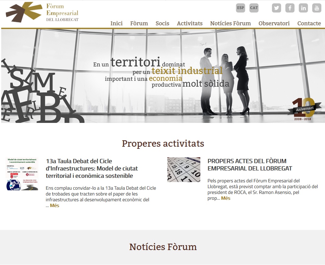 El Fòrum Empresarial del Baix Llobregat celebra 10 años con un cambio de 'look' en su web