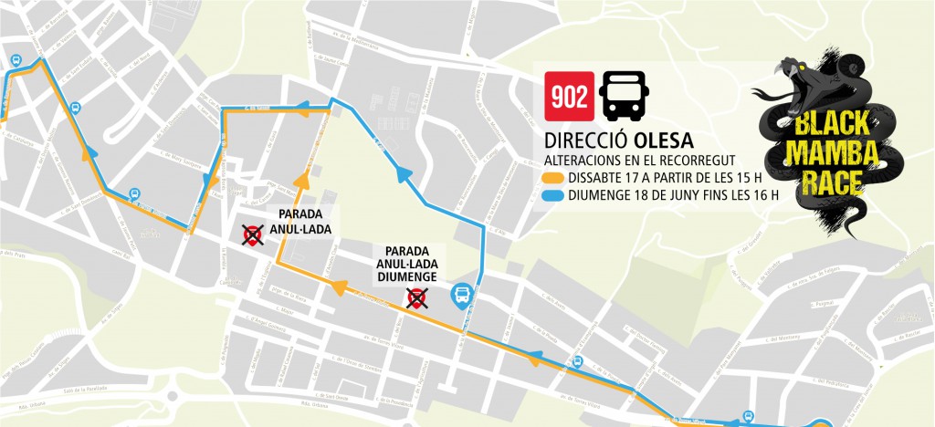 Modificación del recorrido de la línea de autobús 902