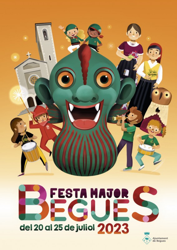 Cartel ganador del concurso de cartelería de Fiesta Mayor de Begues 2023 realizado por Marta Biel Tres