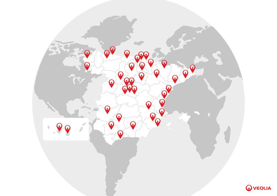 Presencia de la empresa Veolia en España 