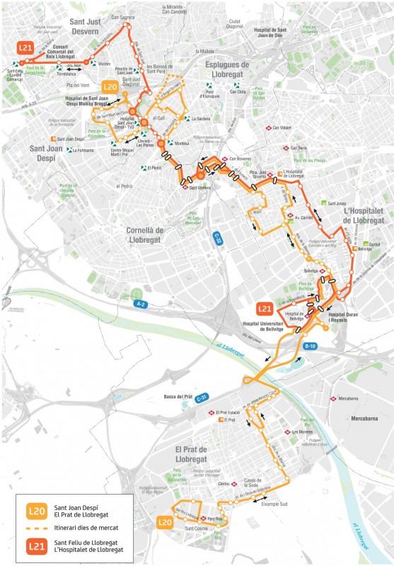 Recorrido de las nuevas líneas L20 y L21