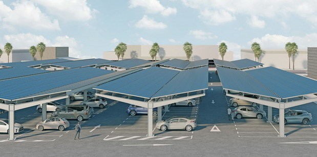 FRender de la futura pérgola fotovoltaica