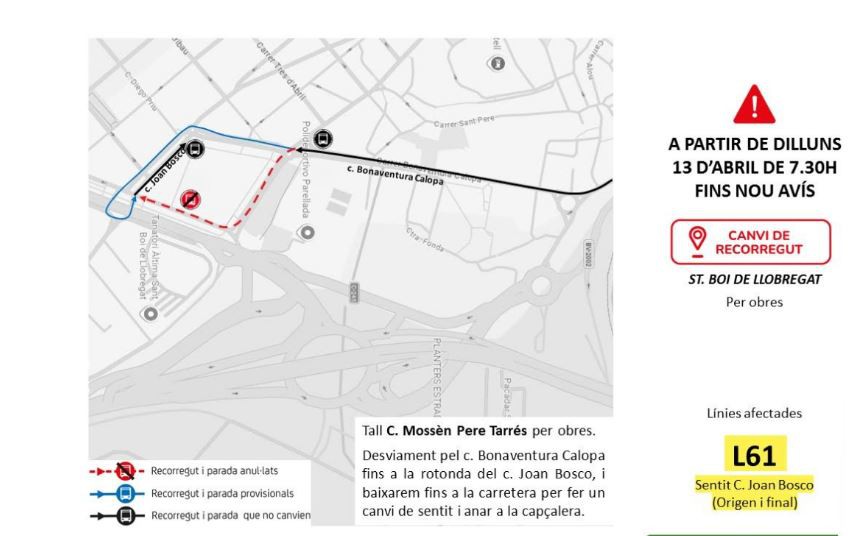 Afectación a la línea L62 de autobús