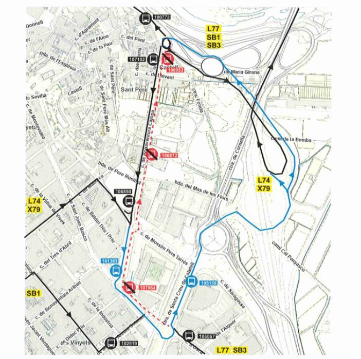 Afectaciones a las líneas de autobús de la AMB