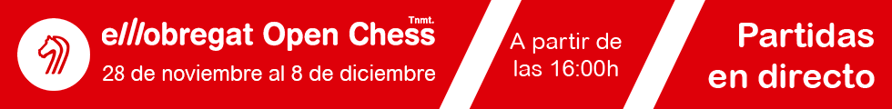 Banner del torneo de ajedrez El Llobregat Open Chess con fechas y horarios